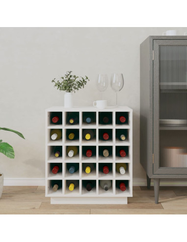 Portabottiglie Bianco 55,5x34x61 cm in Legno Massello di Pino