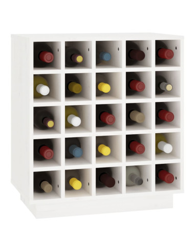Portabottiglie Bianco 55,5x34x61 cm in Legno Massello di Pino