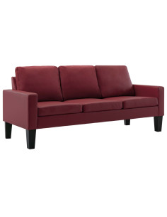 Divano a 3 Posti Rosso Vino in Similpelle 2