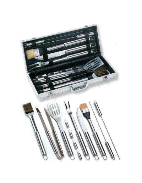 Set attrezzi barbecue Ompagrill 01245 12 Pezzi Inox