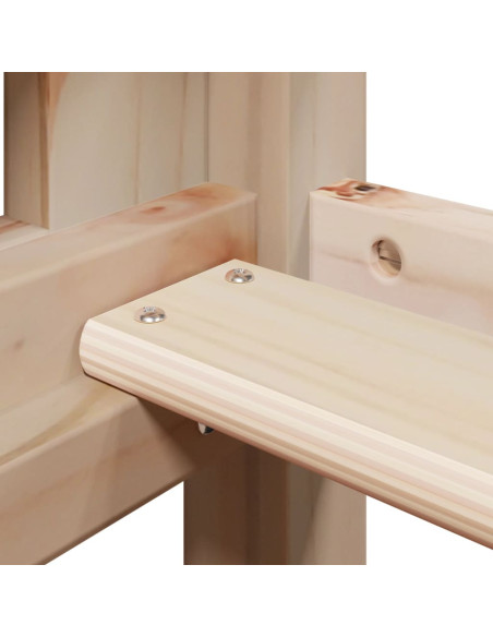 Letto Soppalco con Scala e Tetto 90x190 cm Legno Massello Pino