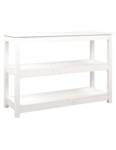 Tavolo Consolle Bianco 110x40x74 cm in Legno Massello di Pino