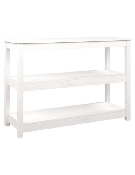 Tavolo Consolle Bianco 110x40x74 cm in Legno Massello di Pino