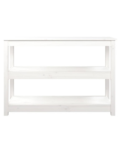 Tavolo Consolle Bianco 110x40x74 cm in Legno Massello di Pino