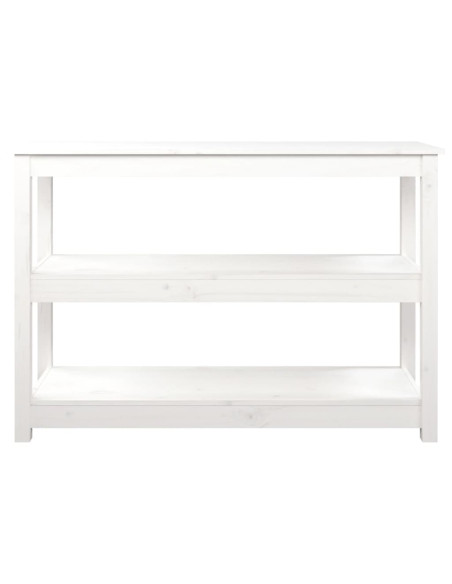 Tavolo Consolle Bianco 110x40x74 cm in Legno Massello di Pino