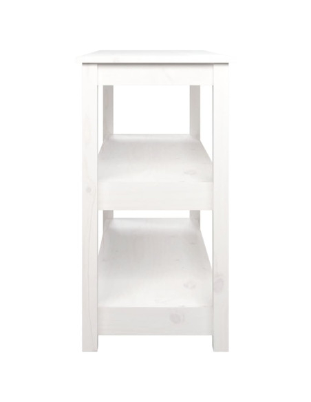 Tavolo Consolle Bianco 110x40x74 cm in Legno Massello di Pino