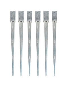 Picchetti di Terra 6 pz Argento 7x7x90 cm in Acciaio Zincato