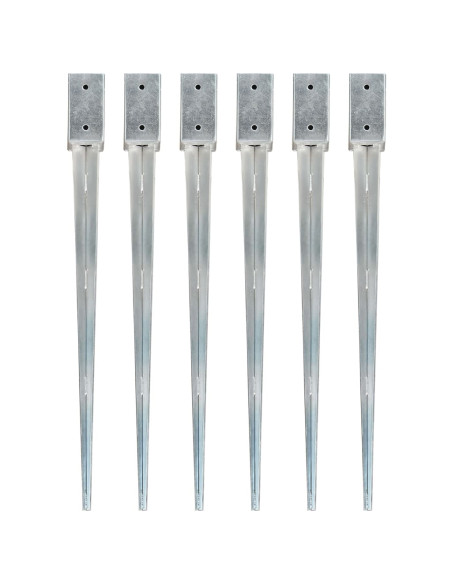 Picchetti di Terra 6 pz Argento 7x7x90 cm in Acciaio Zincato