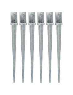 Picchetti di Terra 6 pz Argento 8x8x91 cm in Acciaio Zincato