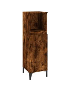 Set Mobili da Bagno 3 pz Rovere Fumo in Legno Multistrato
