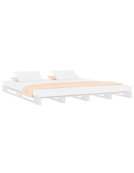 Letto a Pallet Bianco 140x190 cm in Legno Massello di Pino