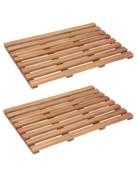 Pedane da Bagno 2 pz in Legno Massello d'Acacia 56x37 cm