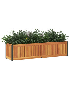 Fioriera da Giardino 110x30x27,5 cm in Legno Massello di Acacia 2