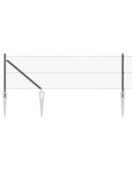 Recinzione in Filo Saldato con 13 Picchetti Grigi 0.8x50 m Acciaio
