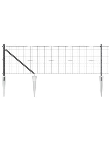 Recinzione Euro con 13 Pali a Punta 0.8x25 m Acciaio Galvanizzato Grigio