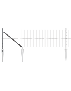 Recinzione con Posto Grigio 0,8 x 25 m Acciaio e PVC