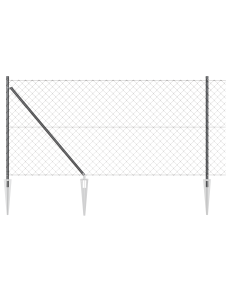 Recinzione a maglie metalliche con 7 pali a punta 1x10 m in acciaio zincato