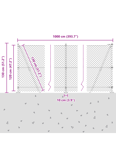 Recinzione a Maglia con 7 Poste Flangiate 1,2x10 m in Acciaio Zincato