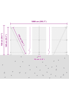 Palo della recinzione Verde 10 x 1,4 m (rete 40 x 40 mm)