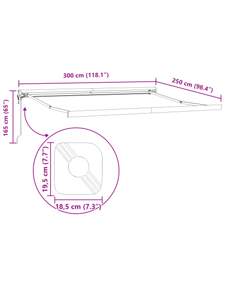 Tenda Retrattile Automatica Blu e Bianca 300x250 cm