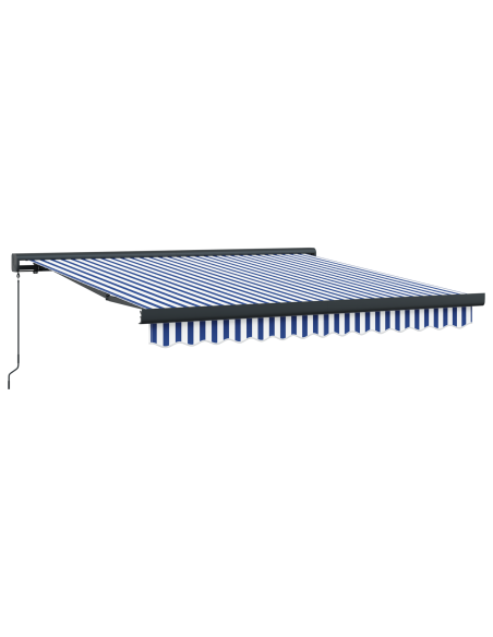 Tenda Retrattile Manuale Blu e Bianca 300x250 cm