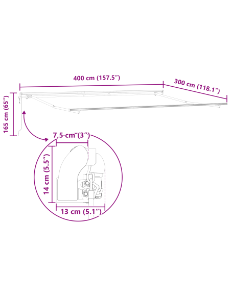 Tenda Retrattile Rosso e Bianco 400 × 300 cm Tessuto