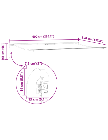 Tenda Retrattile arancione e marrone 600 × 350 cm Tessuto