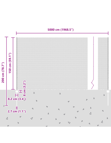Recinzione con Posto Verde 1,5 x 50 m Acciaio e PVC