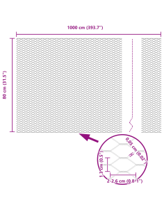 Recinzione con Posto Argento 0,8 x 10 m Acciaio
