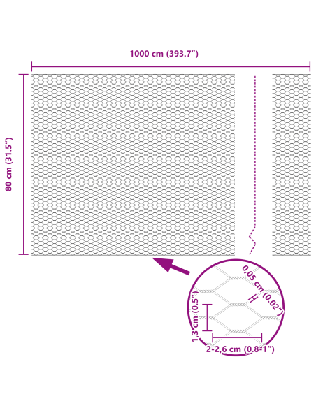 Recinzione con Posto Argento 0,8 x 10 m Acciaio