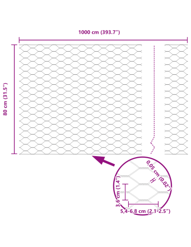 Recinzione con Posto Argento 0,8 x 10 m Acciaio