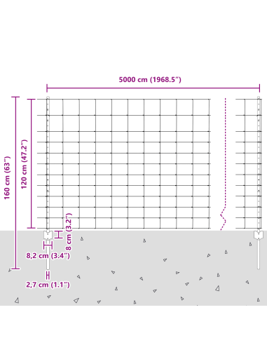 Recinzione con Posto Argento 1,2 x 50 m Acciaio