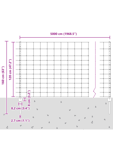 Recinzione con Posto Argento 1,2 x 50 m Acciaio