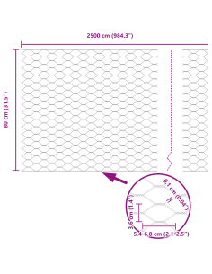 Palo della recinzione Grigio 25 x 0,8 m (maglia da 36 mm)