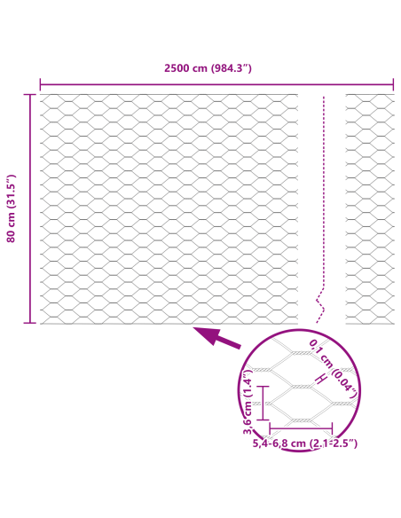 Palo della recinzione Grigio 25 x 0,8 m (maglia da 36 mm)