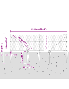 Palo della recinzione Grigio 25 x 0,8 m (maglia 50 mm)