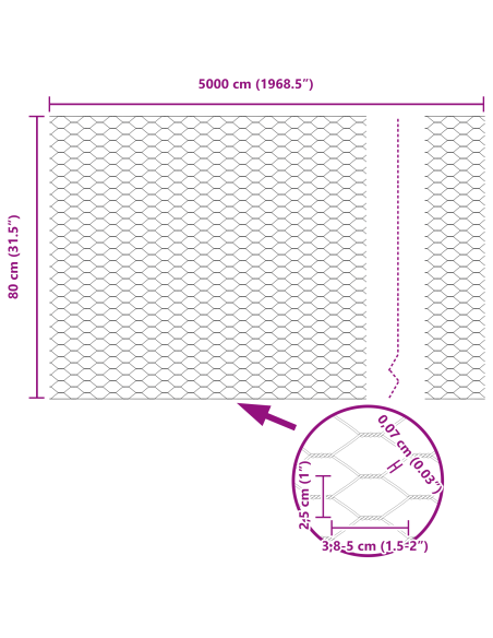 Recinzione Esagonale  Grigia 0.8x50 m Acciaio