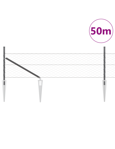 Palo della recinzione Grigio 50 x 0,8 m (maglia da 50 mm)
