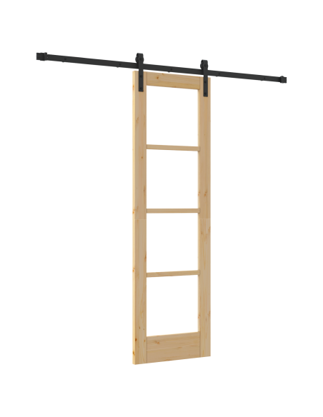 Porta Scorrevole con Set di Accessori 'ORKDAL'Legno Massello&Vetro