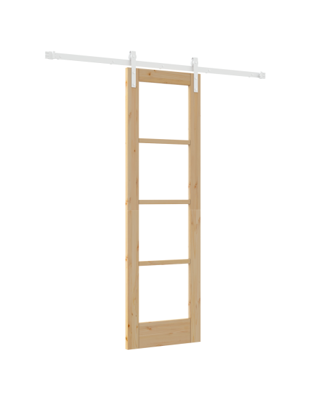 Porta Scorrevole con Set di Hardware 'ORKDAL'in Legno Massello e Vetro