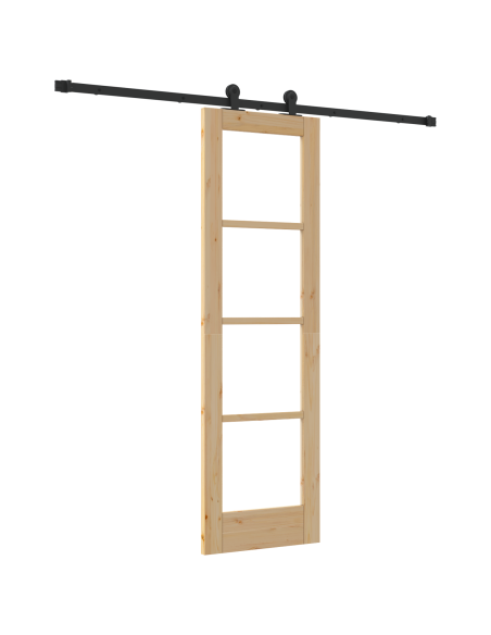 Porta Scorrevole  con Set di Accessori 'ORKDAL'Legno Massello e Vetro