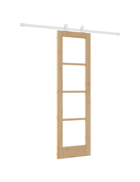 Porta Scorrevole con Set di Hardware 'ORKDAL'Legno Massiccio e Vetro