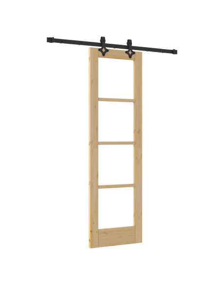 Set Porta Scorrevole  con Kit Hardware 61x198,5 cm Legno di Pino Massello