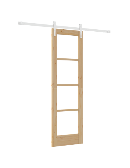 Set di porta scorrevole  con hardware 61x198.5 cm in legno massello di pino