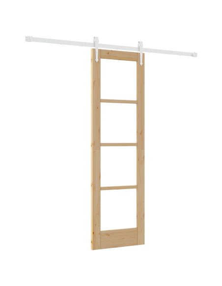Porta Scorrevole  con Set Hardware 61x198.5 cm Legno Massiccio in Pino