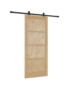 Porta scorrevole Naturale e Nero 86 x 198,5 cm Pino massello