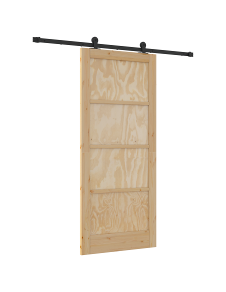 Porta scorrevole Naturale e Nero 86 x 198,5 cm Pino massello