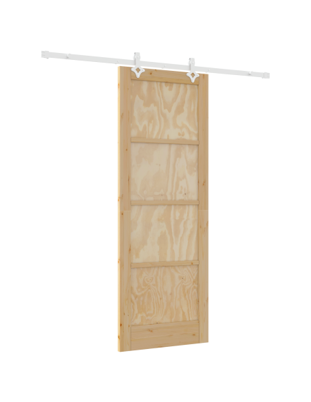 Porta Scorrevole  con Set di Ferramenta 78x211 cm in Legno di Pino Massello