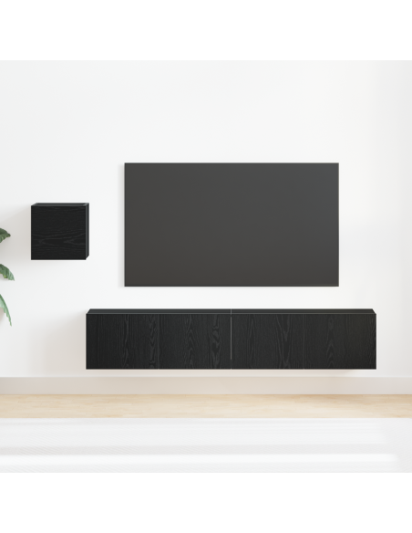 Set di mobile TV  in 4 pezzi in quercia nera in legno ingegnerizzato