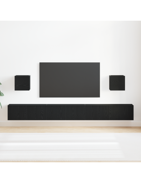 Set di mobili TV  7 pezzi rovere nero legno ingegnerizzato